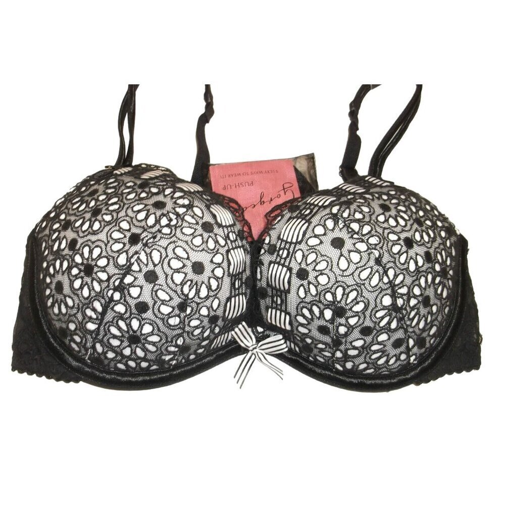 VICTORIA'S SECRET 5 SEXY WAYS TO WEAR BLACK PUSH UP BRA SIZE 32 D NEW NWT